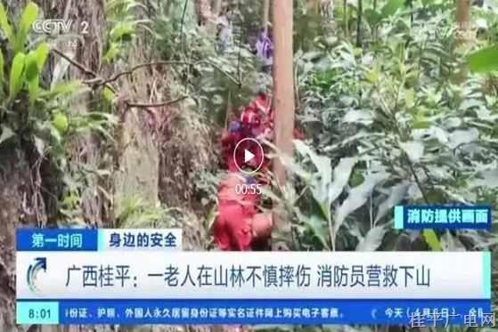 央視報道 | 廣西桂平：一老人在山林不慎摔傷 消防員營救下山